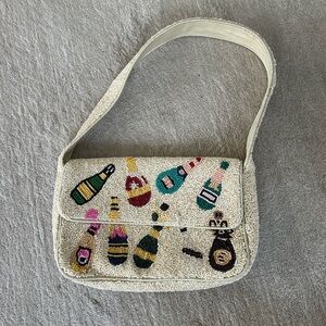 Staud Dupe champagne beaded shoulder bag